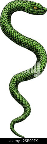 Illustrazione serpente serpente avvolto in stile vintage Illustrazione Vettoriale