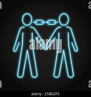 Icona della linea neon connessione persone. Parentela, simbolo di collaborazione. Illustrazione vettoriale Illustrazione Vettoriale