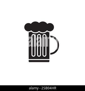 Icona della birra nera piatta vettoriale isolata su sfondo bianco Illustrazione Vettoriale