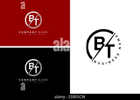 Logo BT con lettera astratta - modello monogramma iniziale per gli alfabeti B e T. Illustrazione Vettoriale