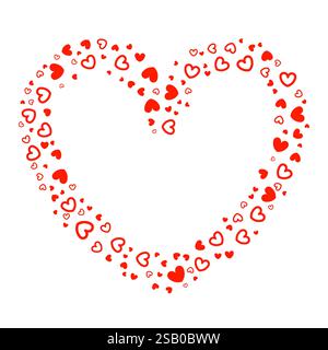 Carino cuore sagoma cornice. Decorazioni in stile bordino per San Valentino. Forma a cuore per biglietti d'auguri, modelli, adesivi. Simbolo d'amore. Illustrazione Vettoriale