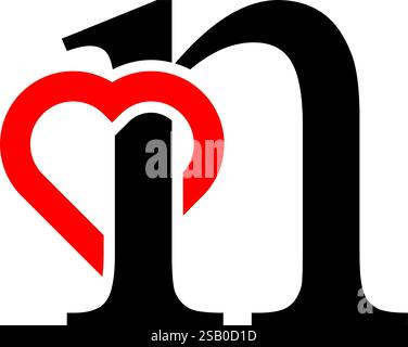 Logo Love Inspired Letter N Illustrazione Vettoriale