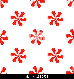 Motivo Vector Christmas Candy senza cuciture. Caramello di zucchero lecca-lecca. Sfondo dessert cartoni animati Illustrazione Vettoriale