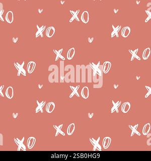 Ripetizione zero vettoriale trasversale xo senza cuciture. Scrittura disegnata a mano per schizzi di scarabocchi. Ornamento minimalista su sfondo bianco Illustrazione Vettoriale