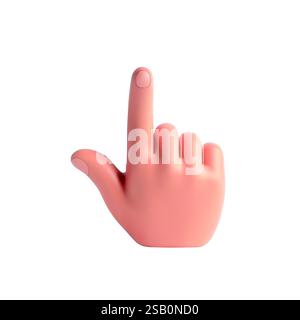 Un gesto realistico della mano rivolto verso l'alto con il dito indice, isolato su sfondo bianco Illustrazione Vettoriale