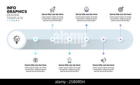 Modello infografico con icone e 6 opzioni o passaggi. Linea. Può essere utilizzato per il layout del flusso di lavoro, il diagramma, il banner, il webdesign. Illustrazione vettoriale Illustrazione Vettoriale