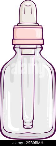 Flacone contagocce di colore siero o olio Illustrazione Vettoriale