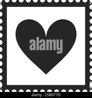 Francobollo quadrato con cuore d'amore nell'illustrazione vettoriale Illustrazione Vettoriale
