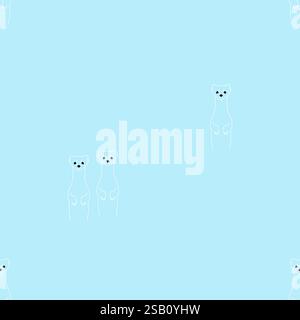 Motivo a velcro senza cuciture. Ermine sullo sfondo della neve. Ornamento di tessuto per bambini Illustrazione Vettoriale