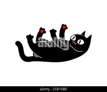 Gatto giace sulla schiena. Cat sta giocando. Illustrazione Vettoriale