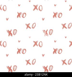 Ripetizione zero vettoriale trasversale xo senza cuciture. Scrittura disegnata a mano per schizzi di scarabocchi. Ornamento minimalista su sfondo bianco Illustrazione Vettoriale