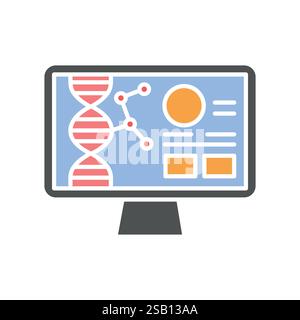 Icona piatta bioinformatica. Elemento isolato vettoriale. Traccia modificabile. Illustrazione Vettoriale