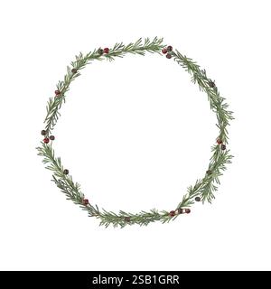 Corona di rosmarino ad acquerello Foto Stock