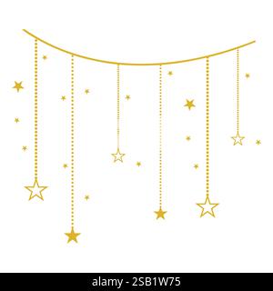 Ghirlande con stelle sparse d'oro Illustrazione Vettoriale