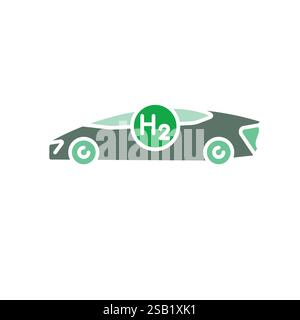 Icona piatta dell'automobile a idrogeno. Elemento isolato vettoriale. Traccia modificabile. Illustrazione Vettoriale