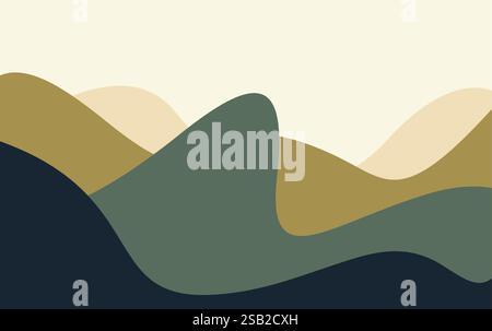 Vettore di sfondo orizzontale naturale. Montagna in stile poster asiatico. Arti astratte Illustrazione Vettoriale