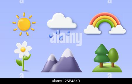 Icone meteo e natura. Illustrazione vettoriale Illustrazione Vettoriale