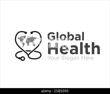 ama la salute con i disegni del logo dello stetoscopio per il servizio medico Illustrazione Vettoriale