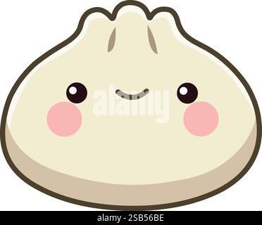 Carino kawaii con guance rosate Illustrazione Vettoriale