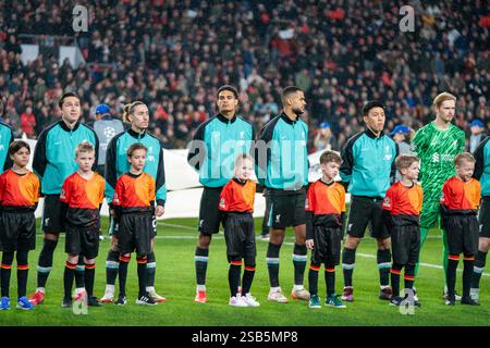 Eindhoven, Paesi Bassi. 29 gennaio 2025. Liverpool FC prima della partita PSV Eindhoven vs Liverpool FC UEFA Champions League al Philips Stadion di Eindhoven, Paesi Bassi il 29 gennaio 2025 credito: Alex Young/Every Second Media Credit: Every Second Media/Alamy Live News Foto Stock