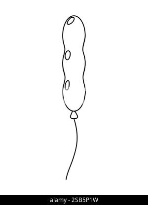 Un palloncino singolo galleggia verso l'alto, caratterizzato da un'esclusiva forma ondulata e tre tacche circolari. Lo sfondo è semplice. Illustrazione Vettoriale