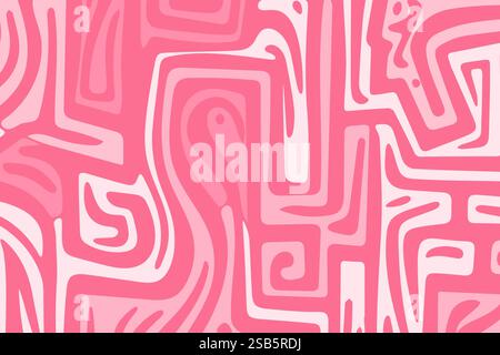 Motivo rosa astratto con linee fluide e curve che enfatizzano il design fluido Illustrazione Vettoriale