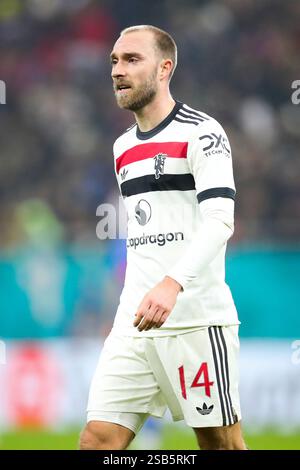 Bucarest, Romania. 30 gennaio 2025. Christian Eriksen (14), centrocampista del Manchester United durante la partita FCSB contro Manchester United FC UEFA Europa League presso la National Arena (Arena Națională) Stadium, Bucarest, Romania il 30 gennaio 2025 Credit: Phil Duncan/Every Second Media Credit: Every Second Media/Alamy Live News Foto Stock