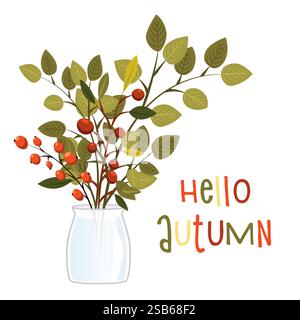Ciao Autunno. sfondo, stagione, autunno, vettore, illustrazione, Illustrazione Vettoriale