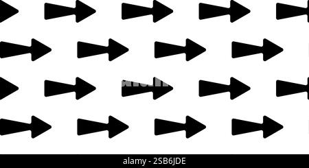 I motivi delle frecce nere puntano nella stessa direzione, creando un design accattivante su uno sfondo bianco. Illustrazione Vettoriale