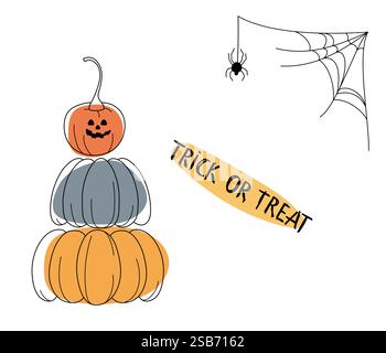 Sfondo di Halloween con illustrazione vettoriale disegnata a mano. Illustrazione vettoriale Illustrazione Vettoriale