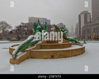 Indossa la fontana Swann Memorial in Logan Square a Filadelfia. Foto Stock