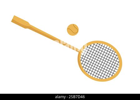 Racchetta da badminton colorata e rubinetto su uno sfondo semplice per gli appassionati di sport Illustrazione Vettoriale