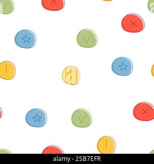 Cerchi colorati e stelle su sfondo bianco Illustrazione Vettoriale