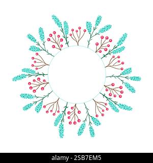 Corona semplice con fiori. Primavera. Corona carina con fiori colorati. Illustrazione vettoriale. Su sfondo bianco. Illustrazione Vettoriale