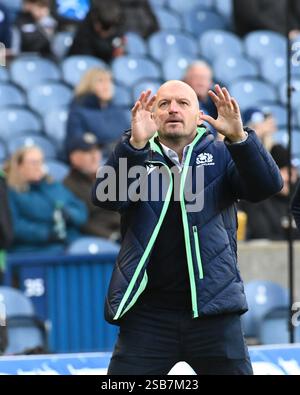 Scottish gas Murrayfield Stadium. Edimburgo. Scozia, Regno Unito. 2 febbraio 2025. Guinness Men's Six Nations Match Rugby Scozia vs Italia, allenatore della Scozia Gregor Townsend. Crediti: eric mccowat/Alamy Live News Foto Stock
