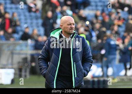 Scottish gas Murrayfield Stadium. Edimburgo. Scozia, Regno Unito. 2 febbraio 2025. Guinness Men's Six Nations Match Rugby Scozia vs Italia, allenatore della Scozia Gregor Townsend. Crediti: eric mccowat/Alamy Live News Foto Stock
