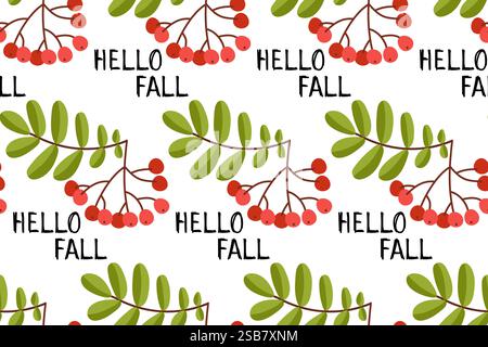 Ciao Fall Berries and Branches Pattern Illustrazione Vettoriale
