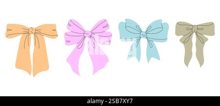 Festa di nozze con quattro Bows colorati Illustrazione Vettoriale