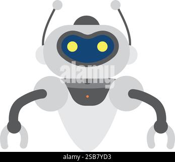 Robot vettoriale chatbot, intelligenza artificiale in scienza e business, tecnologia e concetto di ingegneria. Illustrazione Vettoriale