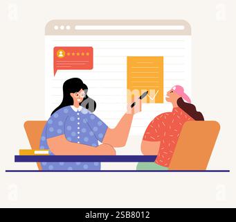 Firma un contratto. Illustrazione aziendale. Firma dei documenti contrattuali. Concetto di accordo commerciale. Firma il contratto. Illustrazione Vettoriale