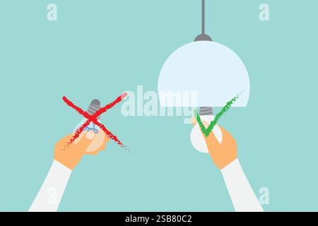 Illustrazione di fissaggio della luce, sostituzione della lampadina vettoriale. Illustrazione Vettoriale