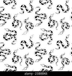 Vari serpenti di diversi modelli di doodle set Illustrazione Vettoriale