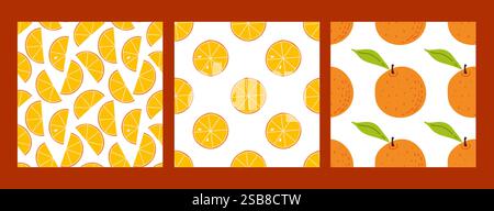 Motivi colorati di agrumi con arance e limoni su uno sfondo vivace Illustrazione Vettoriale