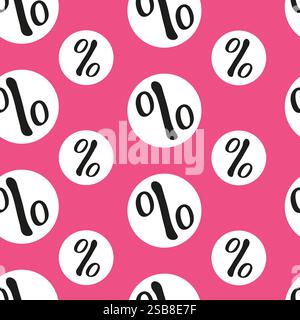 Motivo divertente e vivace con segni di percentuale su sfondo rosa brillante Illustrazione Vettoriale