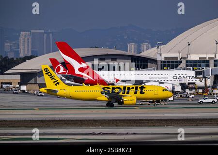 Aeroporto internazionale di Los Angeles Aeroporto 1-18-2025 Inglewood, CA USA Spirit Airlines Airbus A320Neo N925NK, partenza da 25R all'aeroporto internazionale di Los Angeles Foto Stock