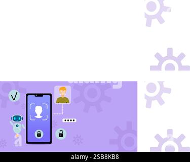 Sblocco riconoscimento vocale sullo smartphone Illustrazione Vettoriale