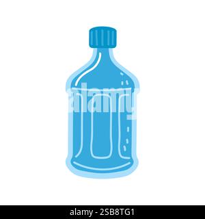 Bottiglia d'acqua blu sostenibile su sfondo bianco, che evidenzia l'idratazione Illustrazione Vettoriale