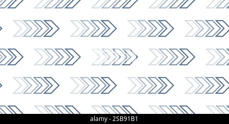 Moderno motivo geometrico a forma di freccia in sfumature di blu su sfondo bianco Illustrazione Vettoriale