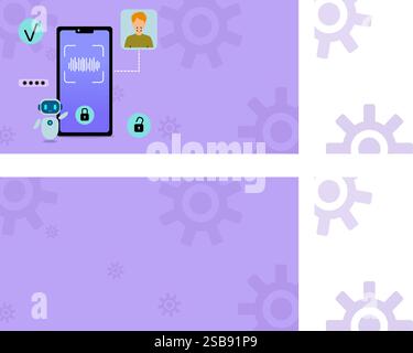 Sblocco riconoscimento vocale sullo smartphone Illustrazione Vettoriale