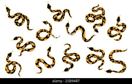 Silhouette vettoriale serpente su set bianco Illustrazione Vettoriale